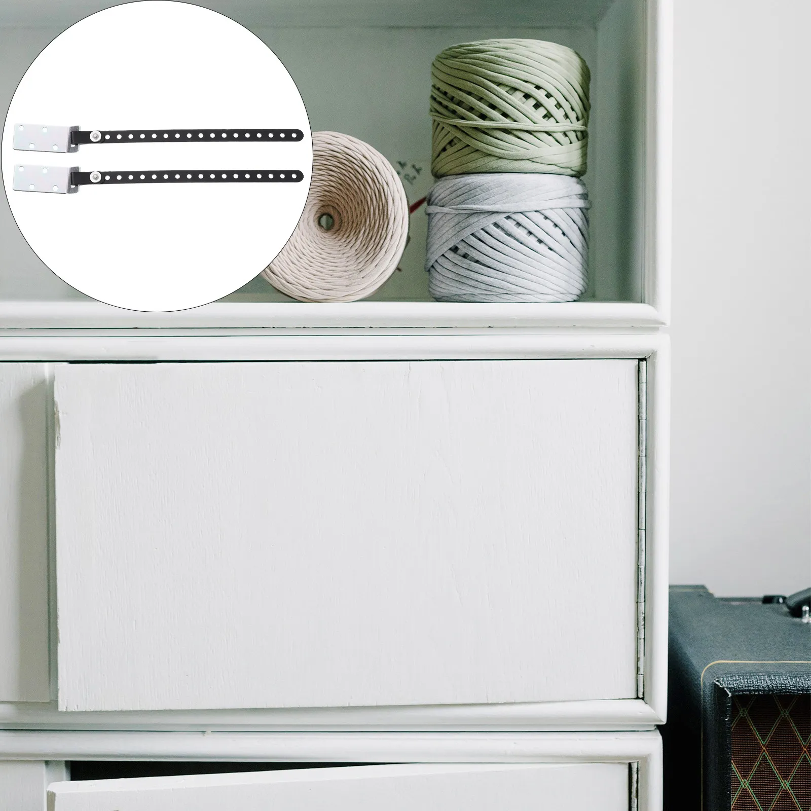 

2Pcs Adjustable Furniture Anchors Anti Tip Straps for Baby Proofing Cabinets Desks Artwork Stability Home Safety Security Straps