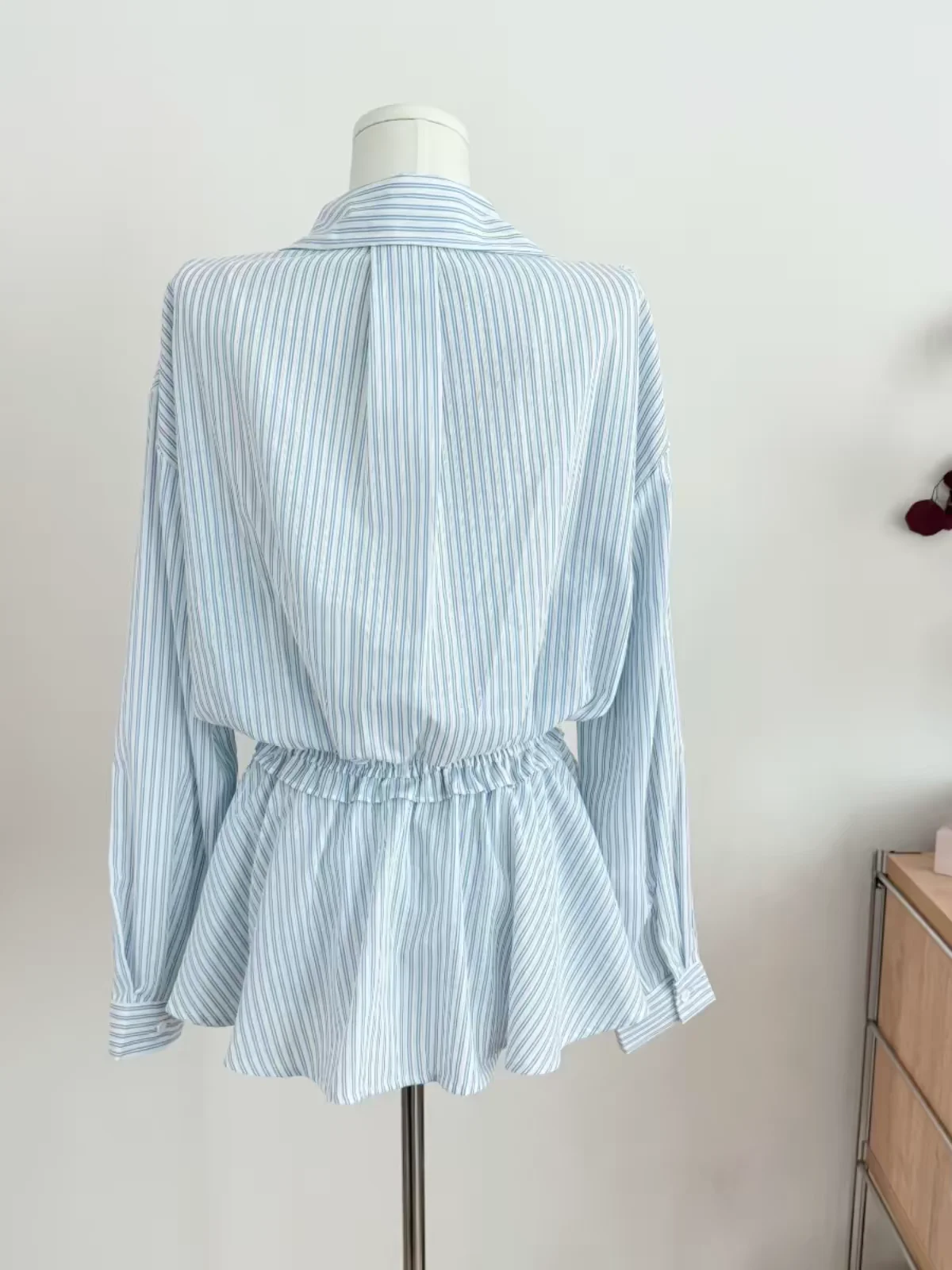 Womens Matching Sets Sexy Striped Skirt&Lapel Long Sleeve Single Breasted Loose Cropped Tops 2026 Summer New Chic Lady Outfits