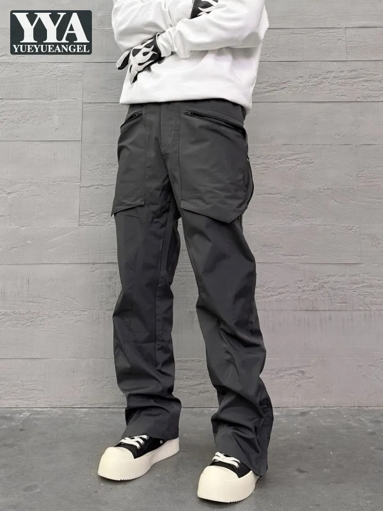 Autumn Winter Fashion Mens Hot Sale Cargo Pants Loose Fit Casual Patchwork Drawstring Trousers Pocket Mid Waist Full Length Pant