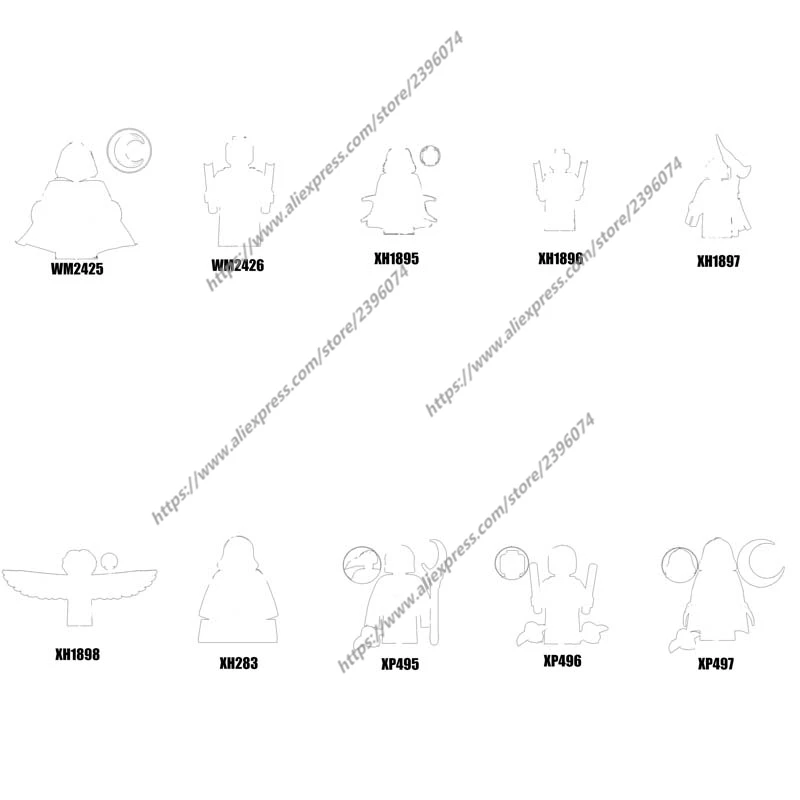 Фигурки-конструкторы KT1065 WM2425 WM2426 XH283 XH1895 XH1896 XH1897 XH1898 XP495 XP496 XP497, 1 шт.