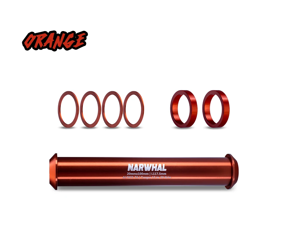 Gateshark Narwhal 20mm Steckachse Vorne 7075 Eloxiert Schwarz Rot Lila Orange Grün Blau für Racing BMX 117,5mm Innendurchmesser – Detail 8