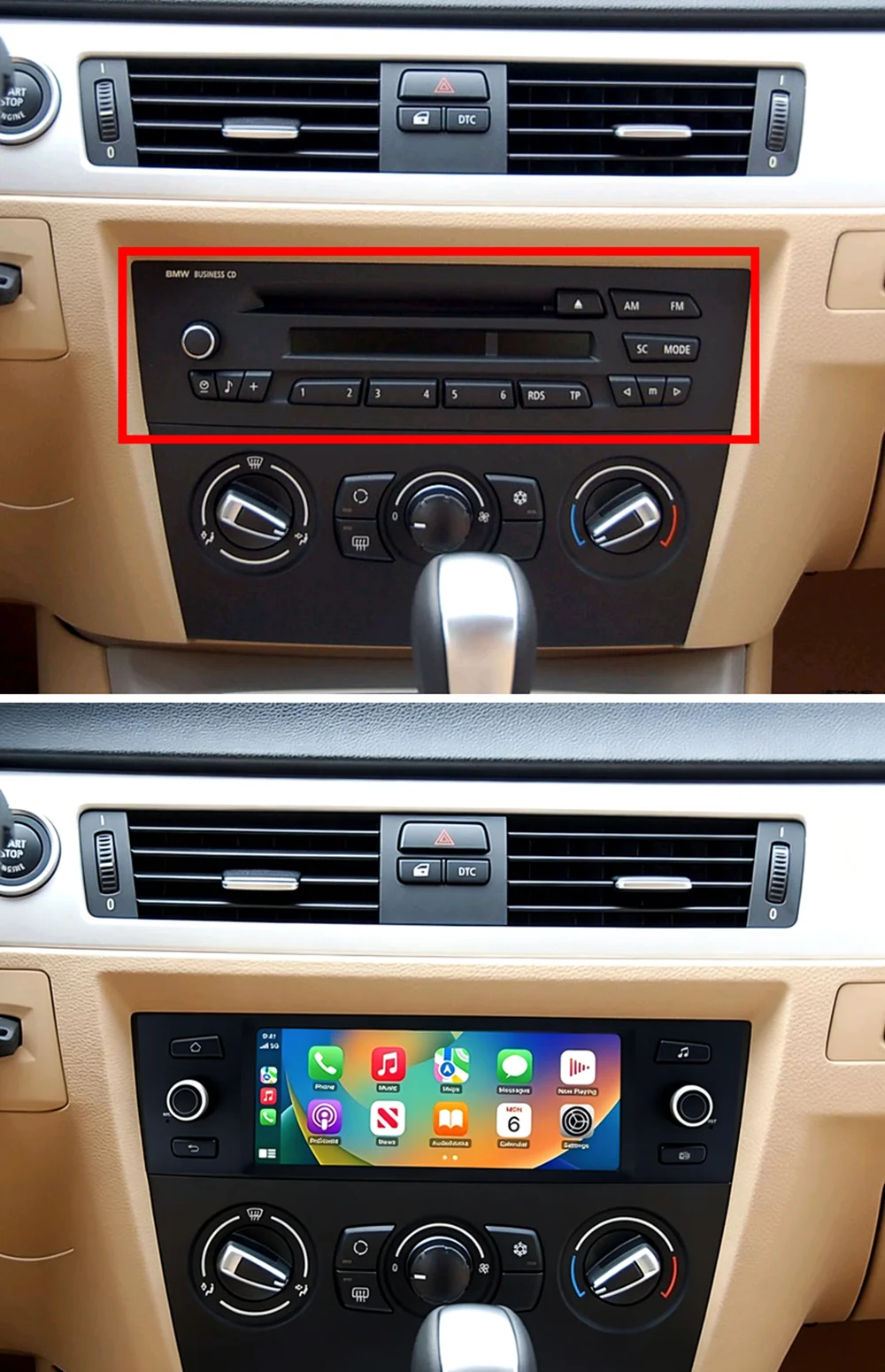 Wireless CarPlay Android Auto Car Radio For BMW 1 Series 3 Series E81 E82 E87 E88 E90 E91 E92 E93 Multimedia System Screen GPS