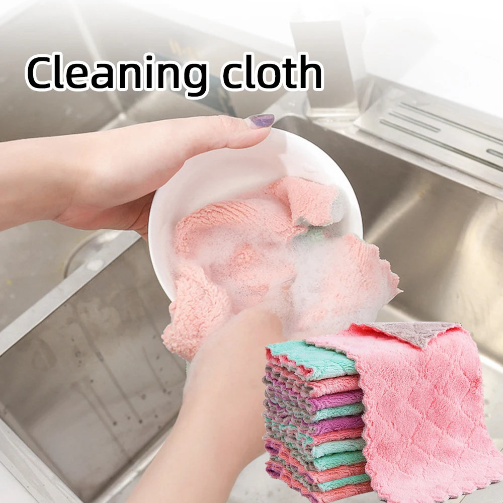 5pcs Cooking Bench Cleaning Rag, Soft And Absorbent Dishcloth, Household Wipe Hand Quick Drying Handkerchief For Bathroom, Kitch