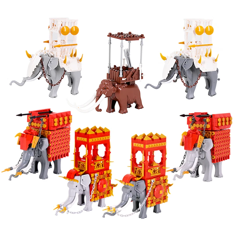 

MOC Creative Medieval lotr Castle Knight Rome Spartacus Orc Elephant Chariot Siege Engine Model Building Blocks Bricks Toys gift
