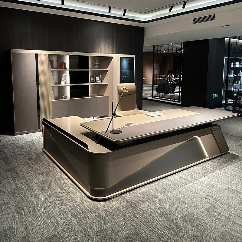 Executive Office Boss Wooden Luxury Modern L-Shaped Workstation Desk Office Furniture Table Set