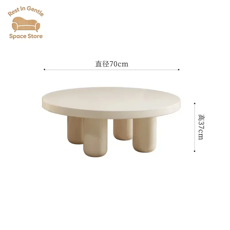 Cream style coffee table, simple and modern living room, creative edge table, Nordic small unit, quiet style circular small tabl