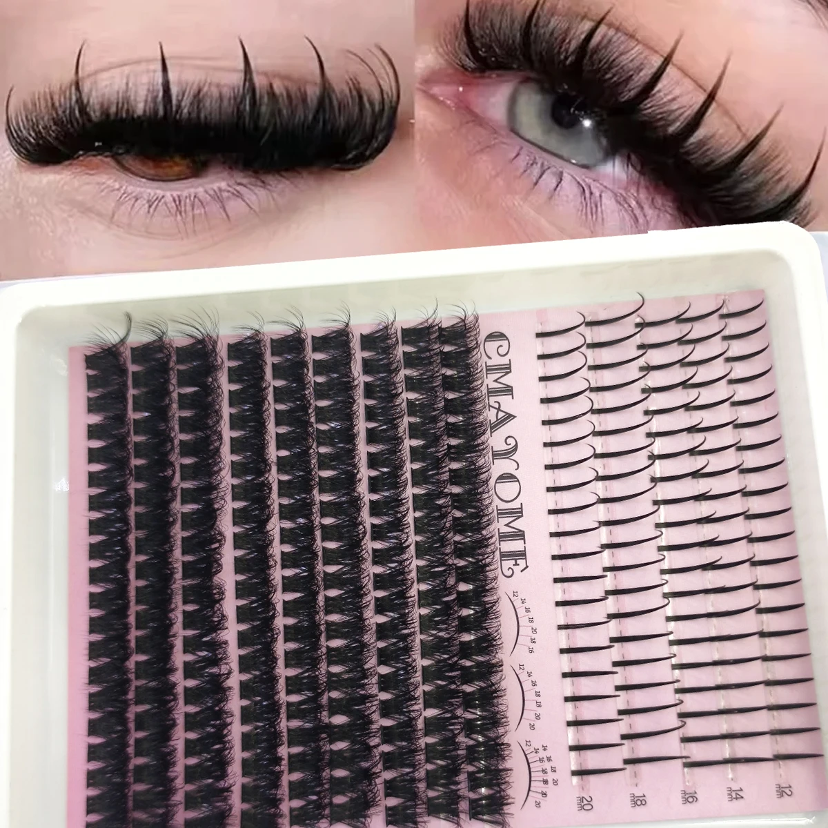 14rows Manga Lash Clusters Fluffy Lash Clusters Mixed Tray With Spikes60P80P100PThick Eyelash Clusters Eyelash Extensions