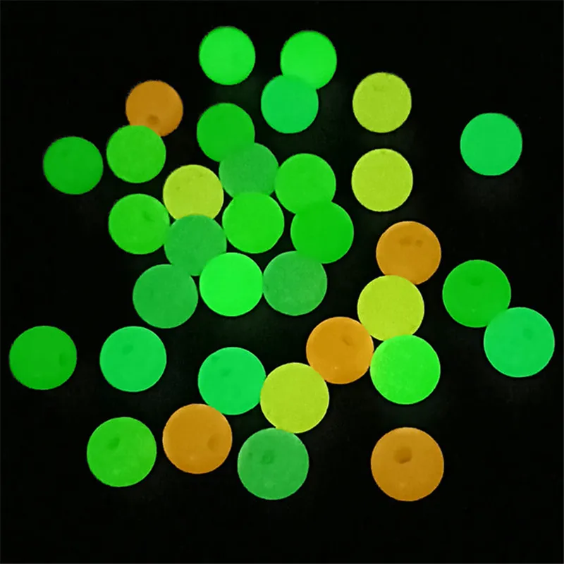 6mm/8mm/10mm 50pcs/bag Acrylic Round Luminous Beads for Necklace Bracelet Making DIY Jewelry Accessories Materials