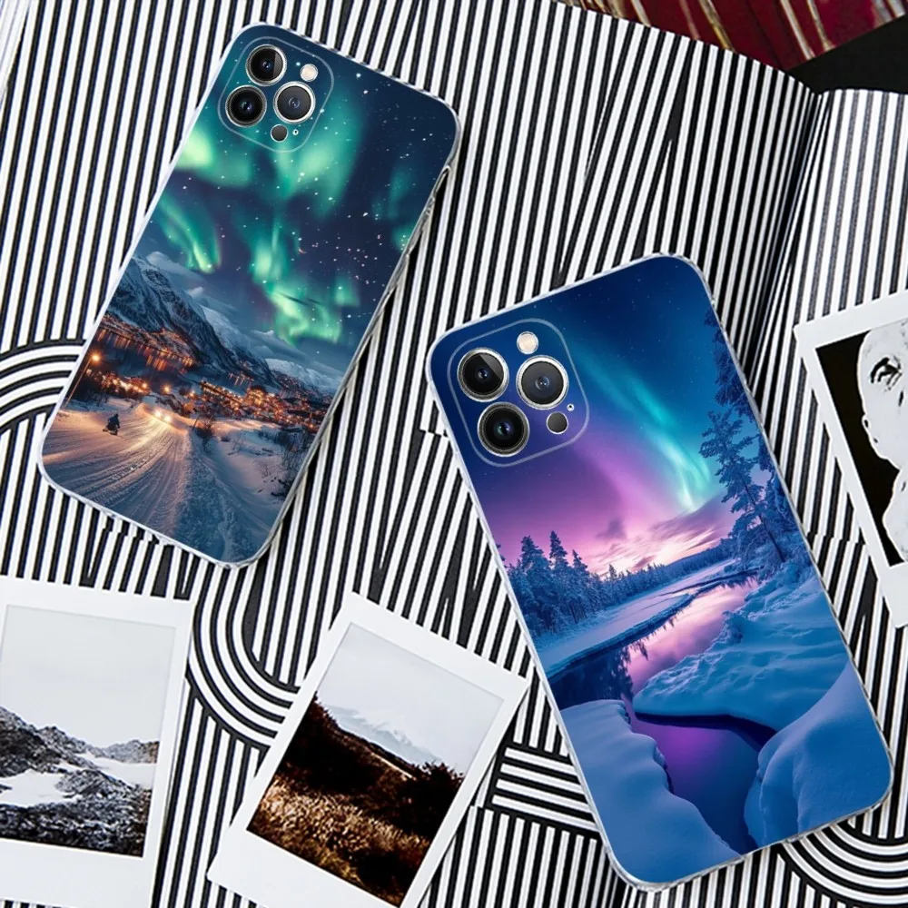 Beautiful Northern Lights Phone Case For IPhone 16 15 14 13 12 Mini 11 Pro XS Max X XR SE 6 7 8 Plus Soft Silicone Cover