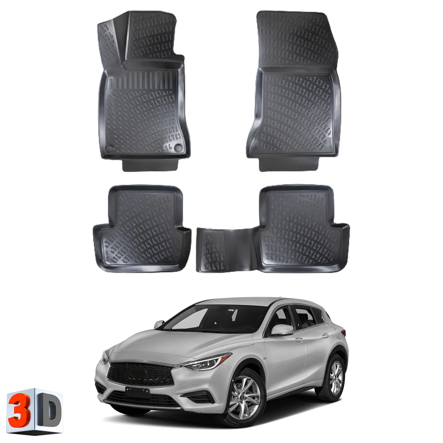 

Infiniti Qx30 - (2017-2019) Floor Mats Liner Waterproof 3D - (Black)