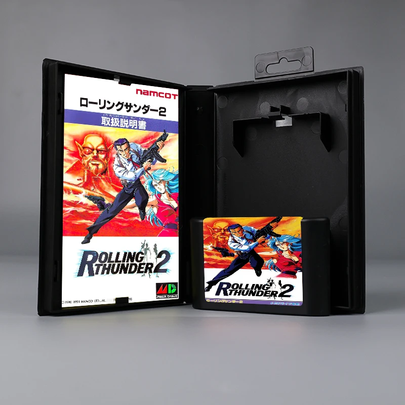

Rolling Thunder 2 JAP cover 16bit MD game card with box with manual for Sega Genesis Megadrive console