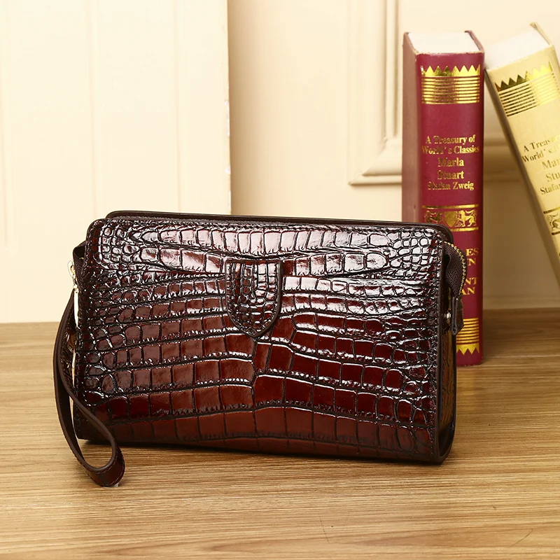 New Leather man bag hand bag large capacity man mobile phone bag man alligator belly hand bag wrist bag tide