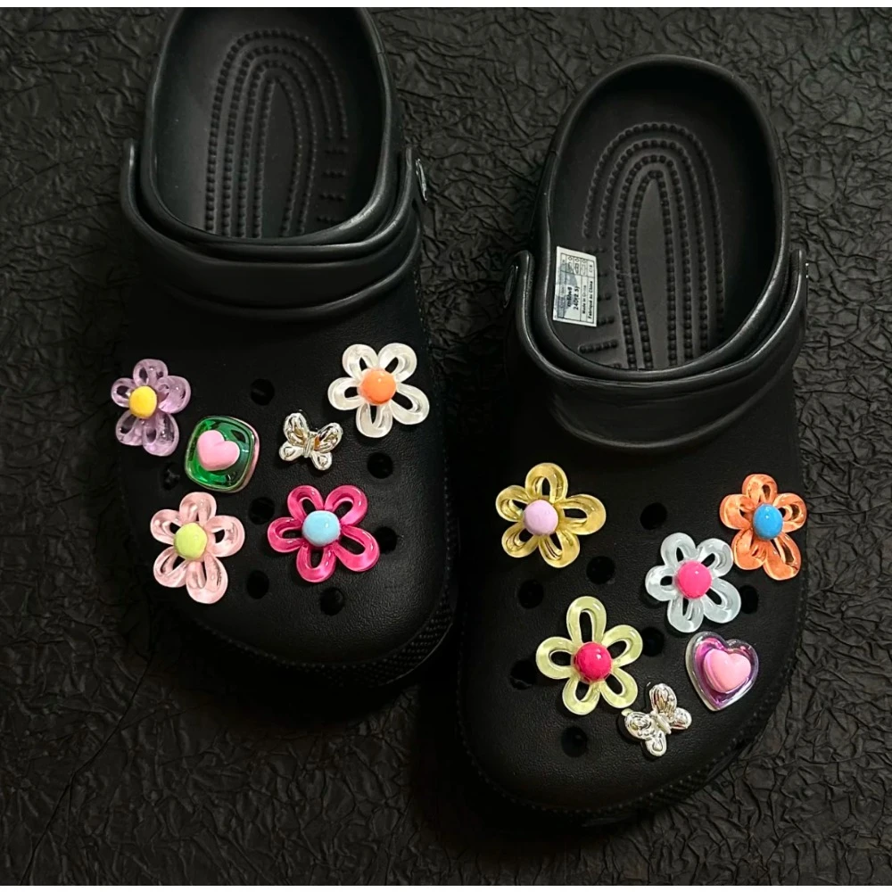 12Pcs Shoes Charms Removable Colorful Flower Shoes Accessories for Girls Summer Shoes DIY Gift image 6