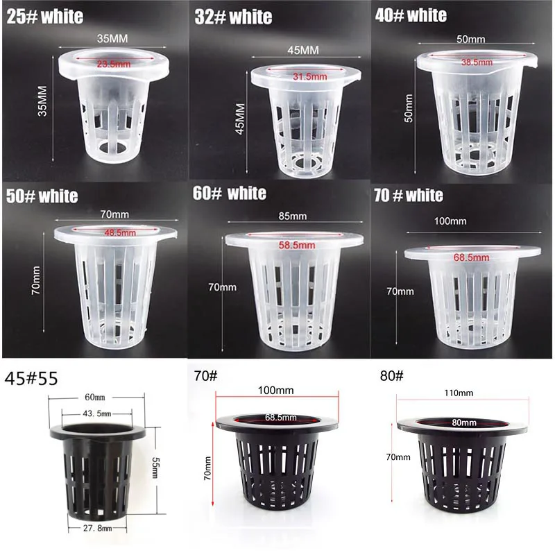 50 Uds. Cesta de red de malla hidropónica sin suelo para cultivo de plantas, taza para vivero, bandeja de esponja, macetero aerópónico para