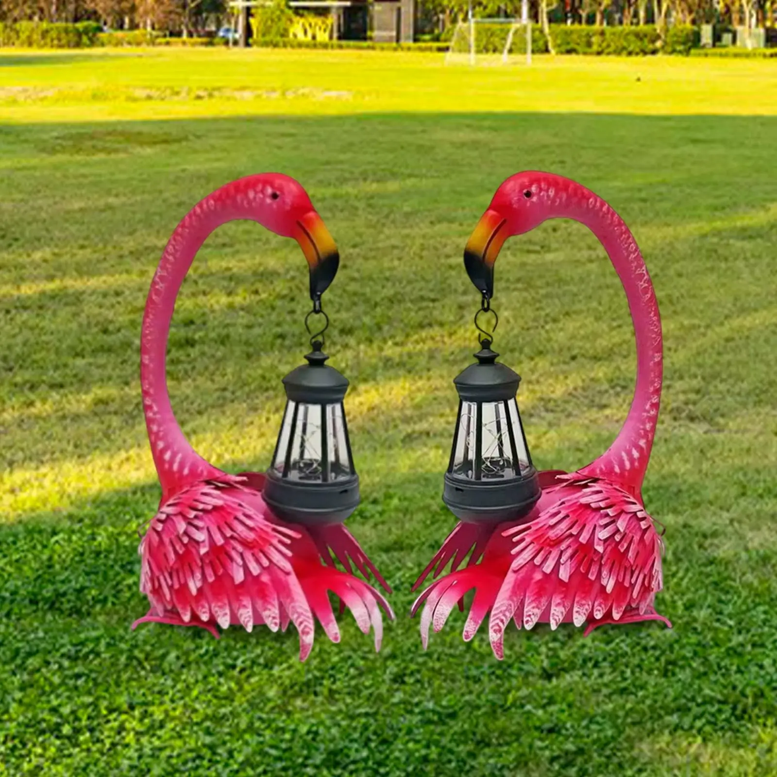 

2Pcs Flamingo Solar Garden Statues Decorative Sculptures with Solar Light Outdoor Figurine Lights for Porch Courtyard Pathway