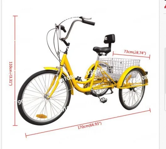 دراجة ثلاثية العجلات 20 24 26 بوصة دراجة ثلاثية العجلات بدواسة بشرية #4