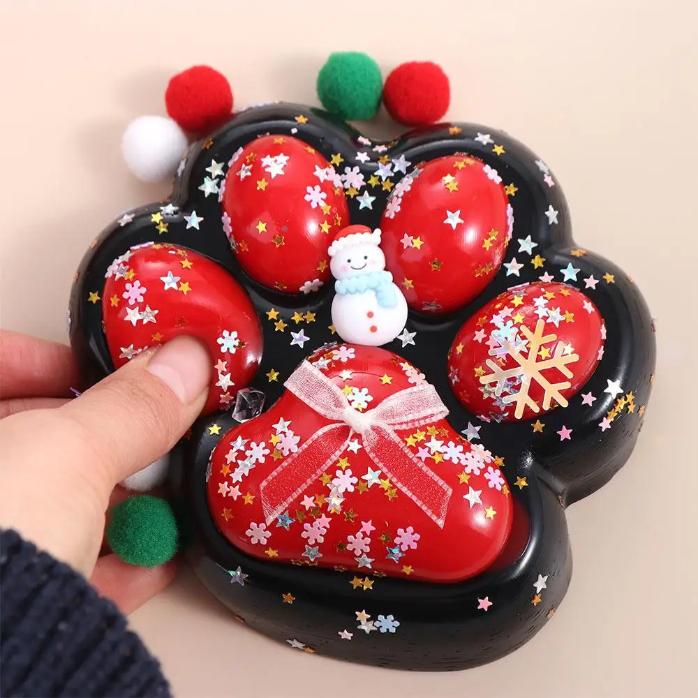 Super grande natal gato pata squeeze brinquedos amassar silicone dos desenhos animados brinquedo fidget 3d colorido gato pata pitada brinquedo crianças boneca complicada