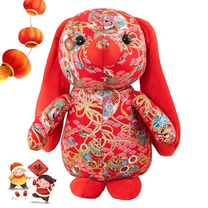 

Chinese New Year Rabbit Stuffed Animal Year Of The Rabbit 2023 Decorations Stuffed Rabbit Chinese Folk Customs Pattern Zodiac