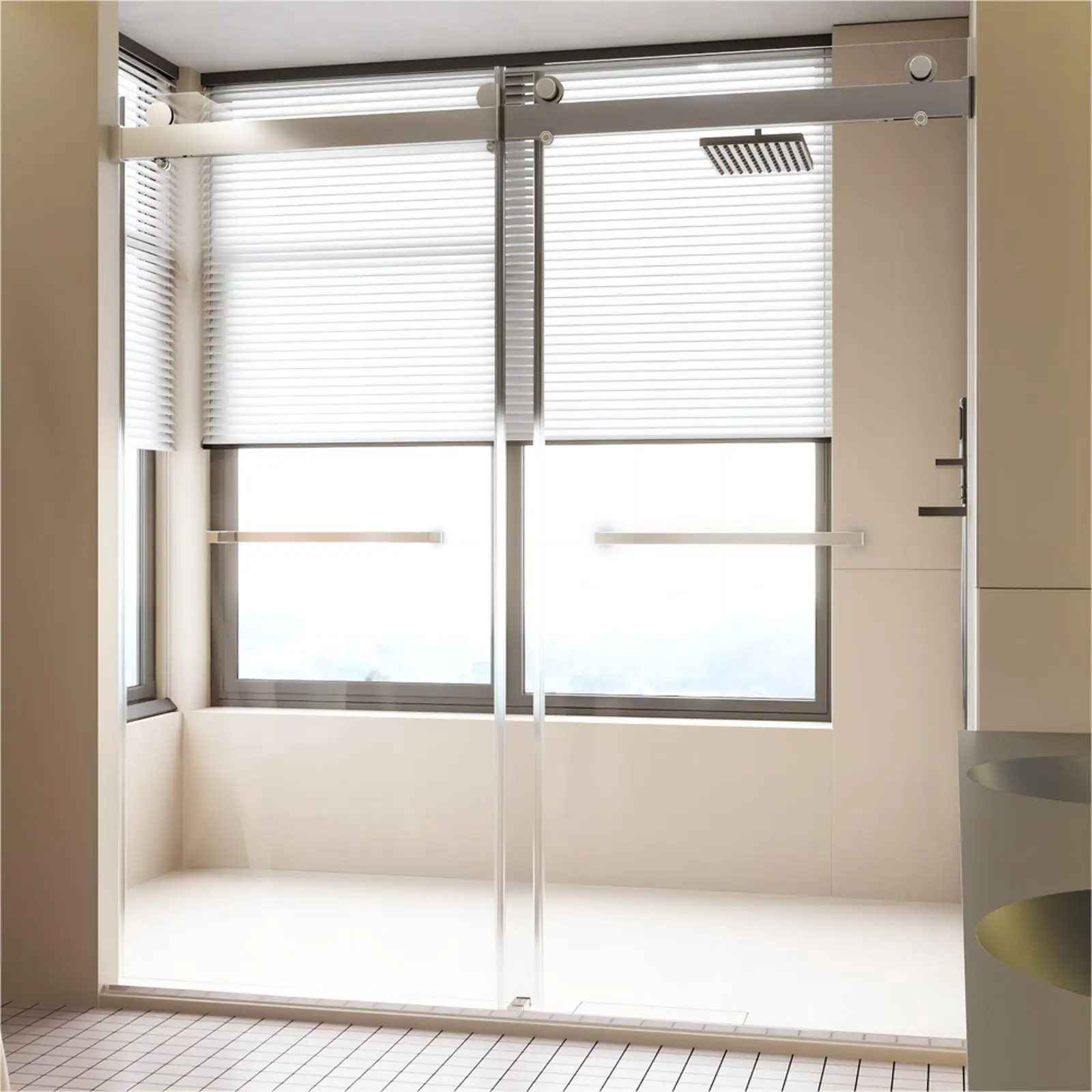 

Modern Double Sliding Shower Door, Frameless , 68-72 inches, 10mm , Chrome