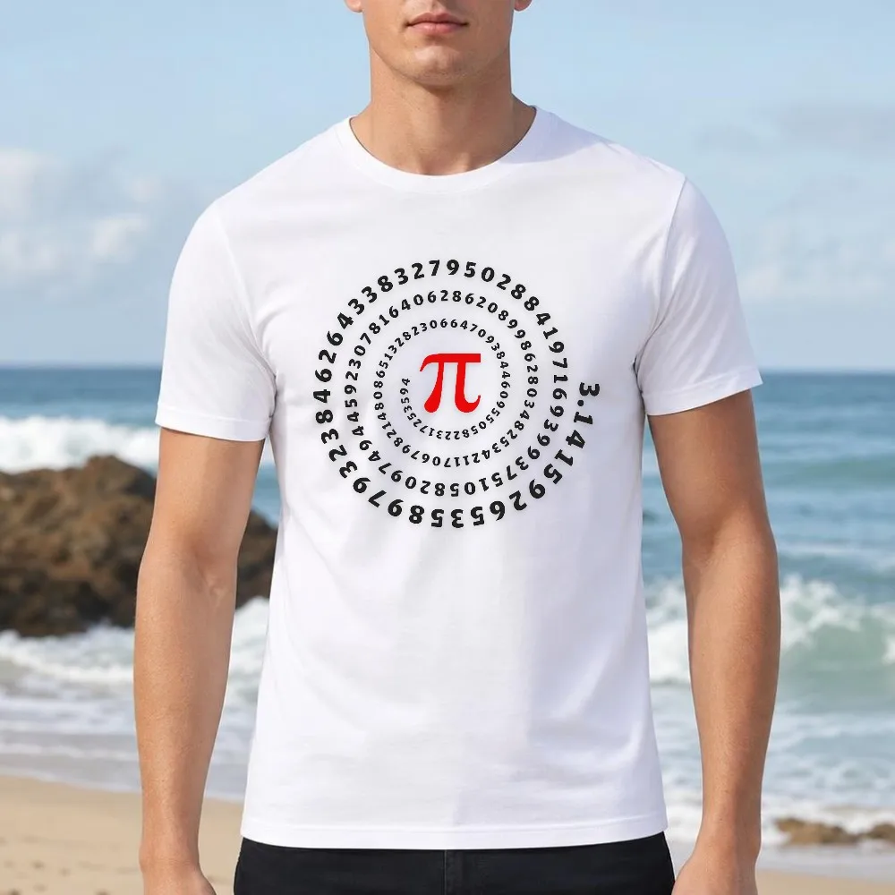 Men T Shirt Pi Number Spiral Math Symbol Graphic Soft Breathable Short Sleeve Geek Science Daily Streetwear Top Funny