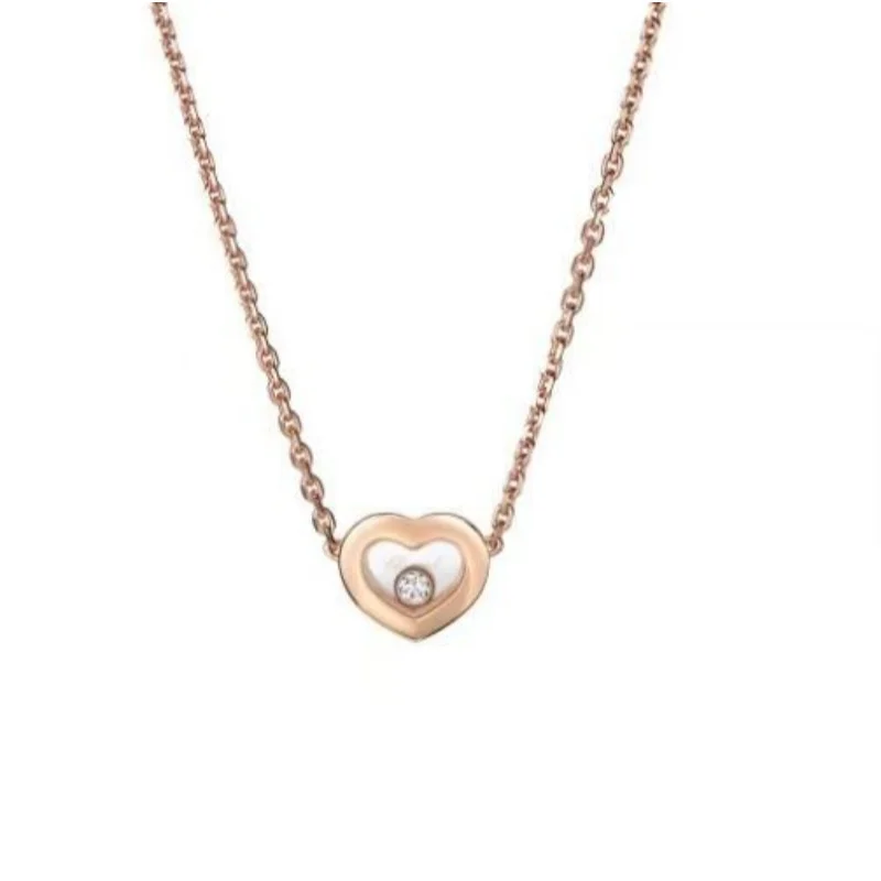 

Rose Gold Plated Heart-Shaped Pendant Necklace with Mother-of-Pearl & CZ Center Accent, Delicate Cable Chain
