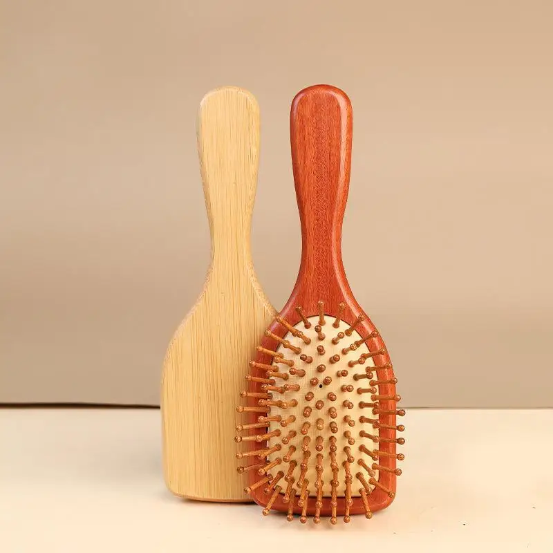 Wooden Bamboo Hair Brush Anti-Static Air Cushion Scalp Massage Comb No  Hairdressing Tool for Women