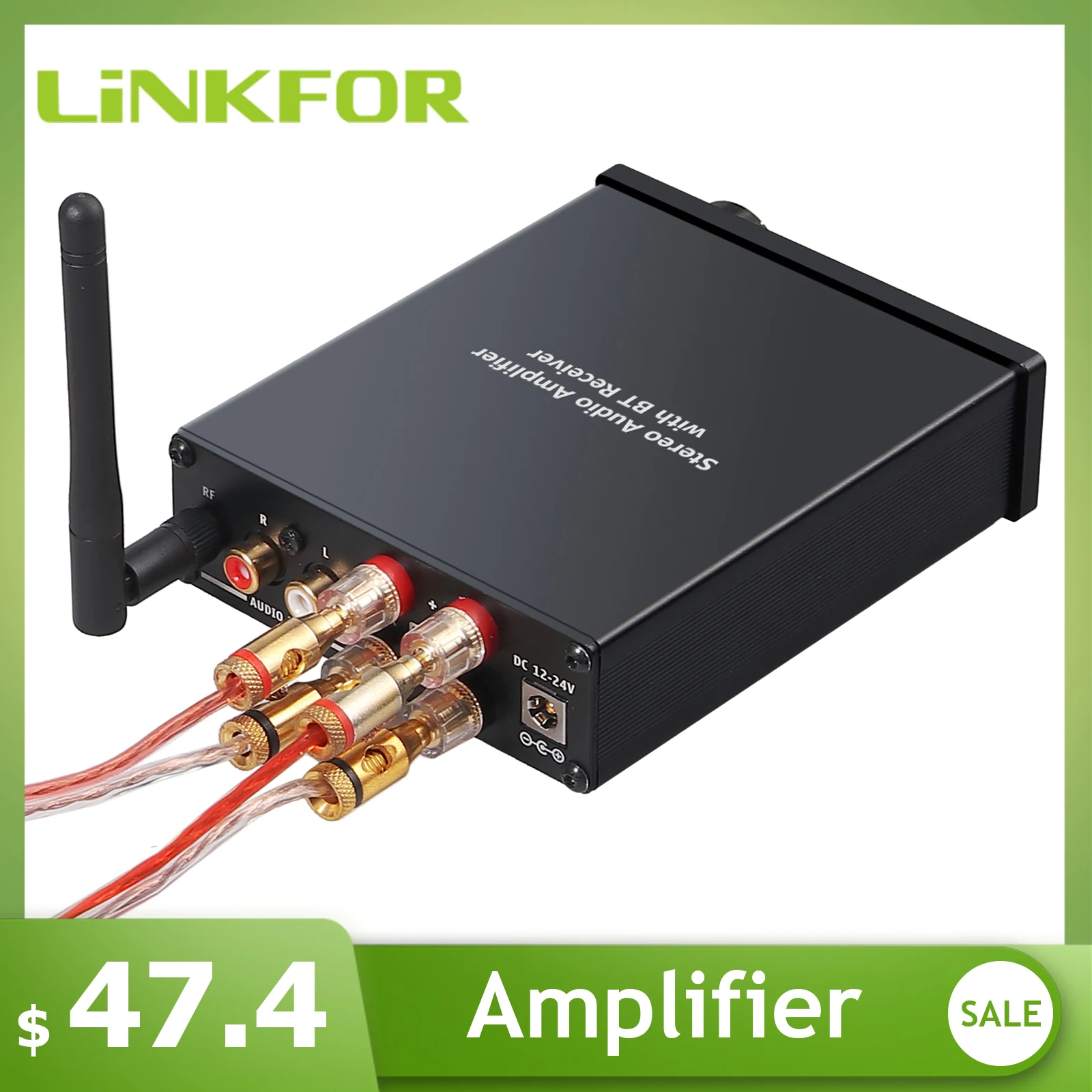 

LiNKFOR Bluetooth 4.2 Stereo Audio Amplifier Certified APTX Low Latency 2 Channel HiFi Class D Integrated TPA3116D2 chip 50W+50W