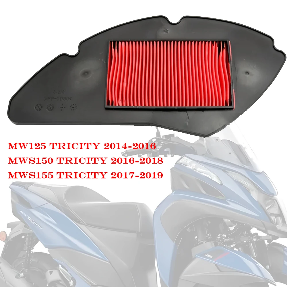 

Очиститель воздушного фильтра двигателя мотоцикла, элемент воздухозаборника для Yamaha Tricity MW125 2014-2016 MWS150 2016-2018 MWS155 17-19