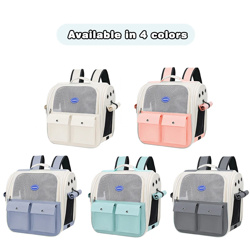 Pet Carrier Backpack for Cats Dogs Large Capacity Breathable Foldable Travel Backpack Adjustable Strap for Outdoor Hiking Travel