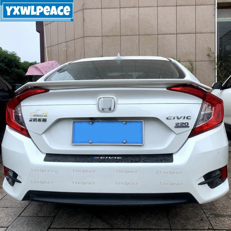 

For Honda 10th Civic 2016 2017 2018 2019 ABS Plastic Unpainted Color Car Rear Wing Trim Rear Trunk Lip Spoiler