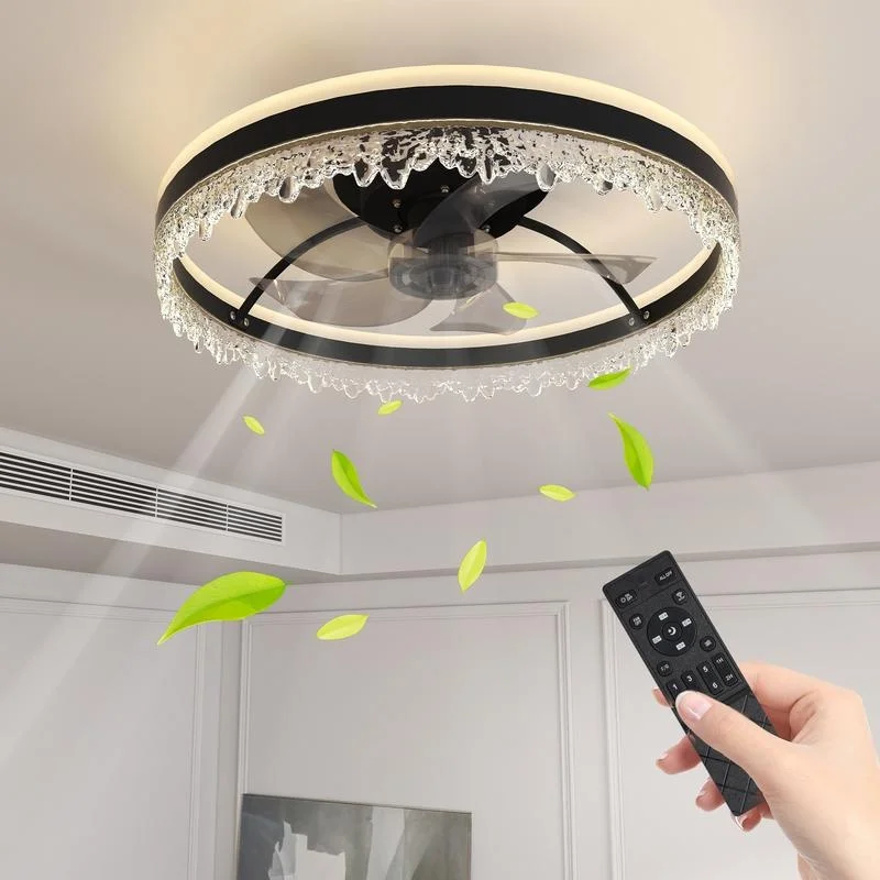 

20-Inch Black Smart Ceiling Fan Light with Silent Operation and Multi-Speed Settings for Bedroom, Study, Dining Room