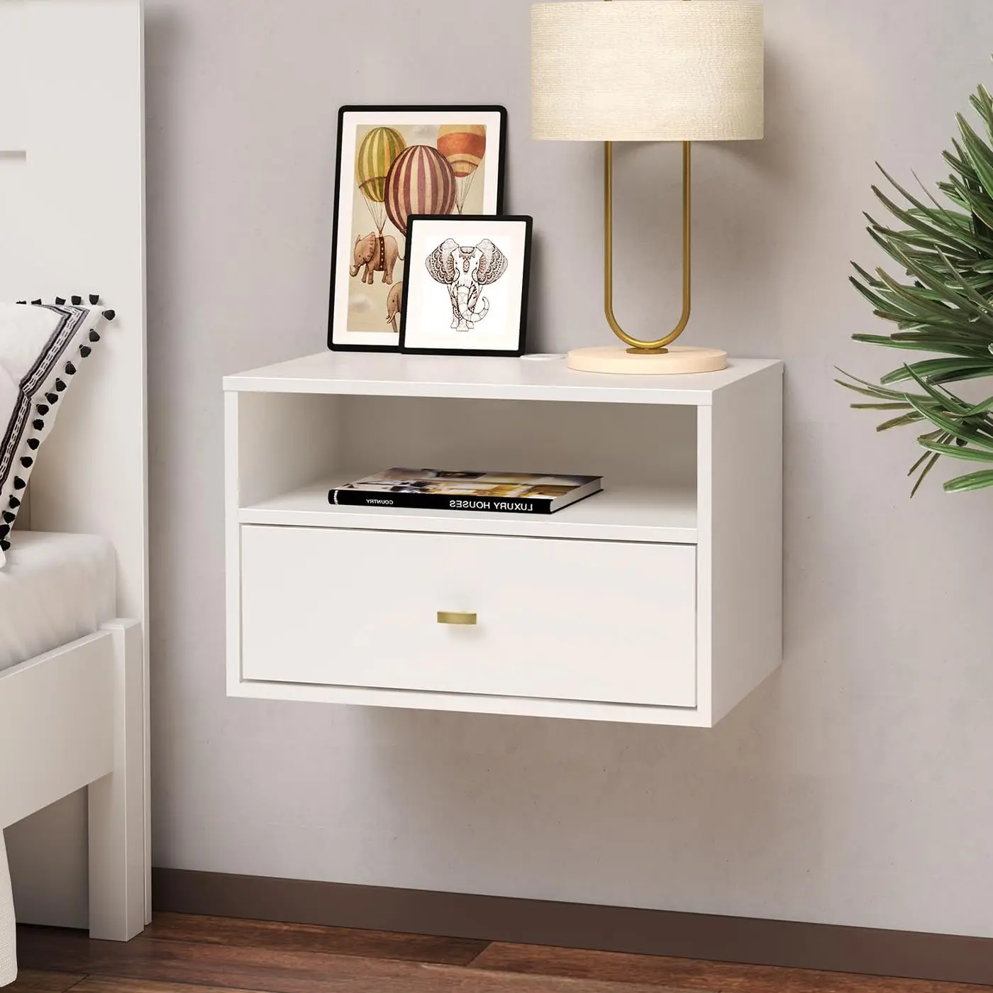 

Gdrasuya10 Floating Nightstand with Led Light, Wall Floating Shelf Nightstand Side Table with Drawer Black Floating Storage Cabinet