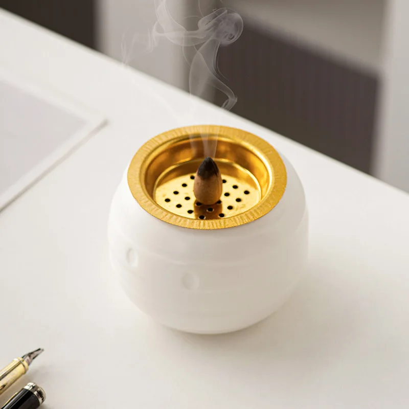 Y Simple Modern Ceramic Incense Burner, Round Bandage Shape Home Decoration, Living Room Table Ornaments Incense Holder