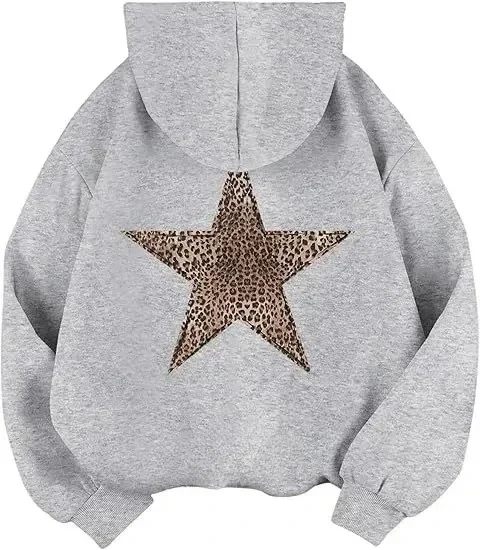 2025 Stern-Grafik Hoodies Y2k Leopardenmuster Kapuzenpullover Geparden-Hoodie Mode Lässiger HipHop Harajuku Unisex Pullover – Detail 8