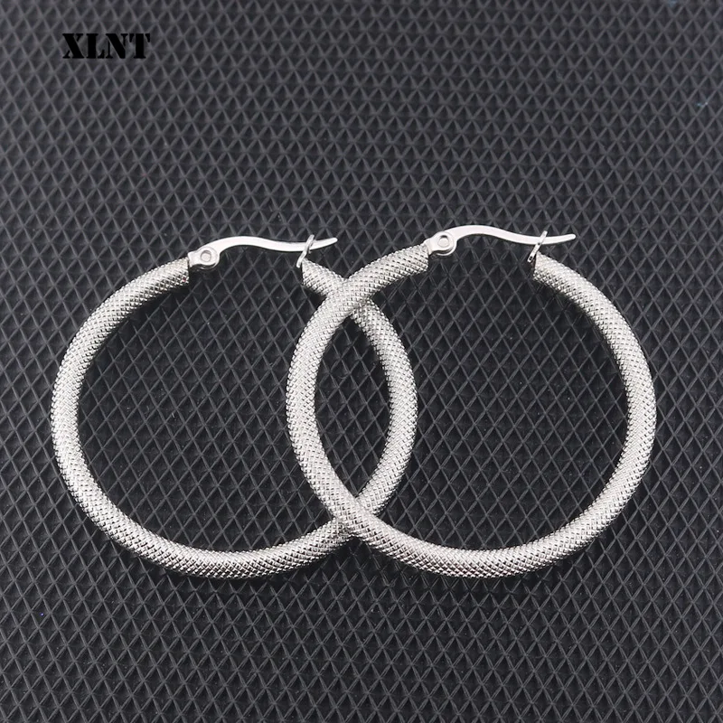 XLNT  2019 Punk 20-40mm Diameter Hoop Earrings For Women Statement Earrings Fashion Stainless Steel Jewelry Accessories