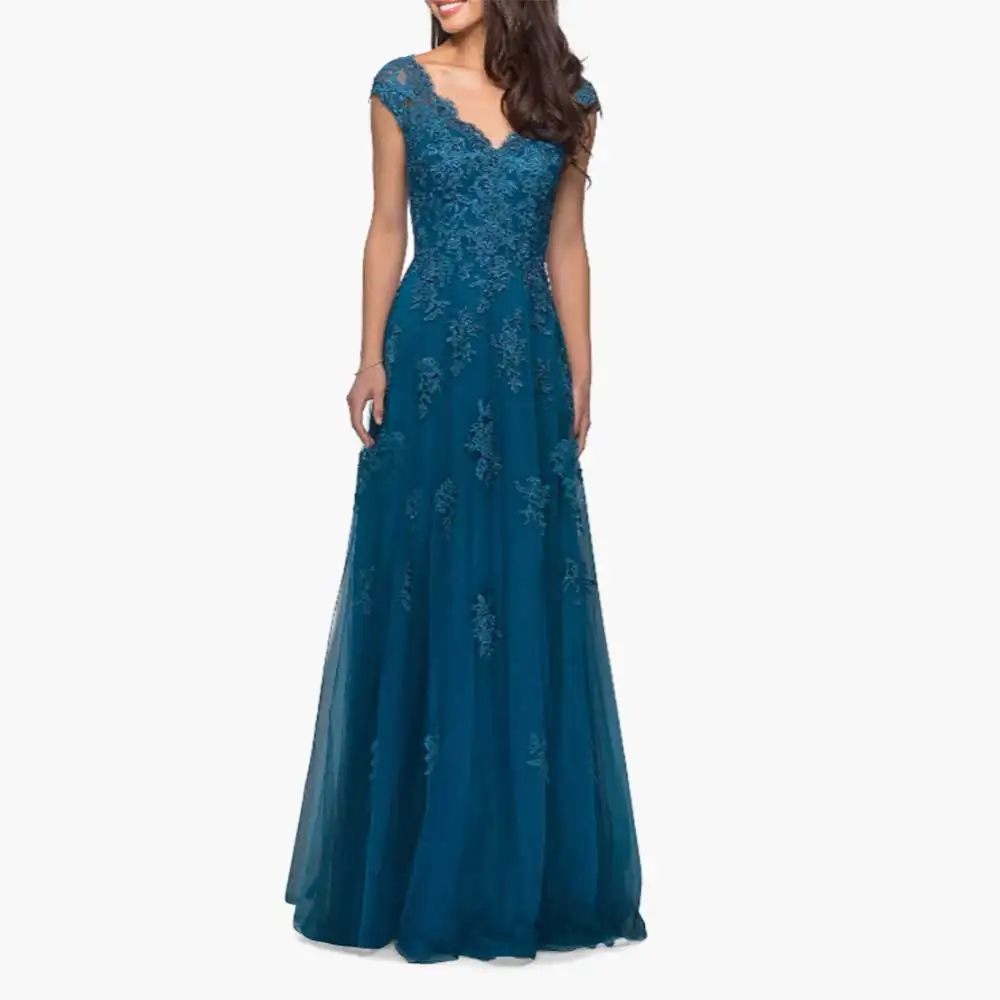 

Mother of the Bride Dress V Neck Sleeveless Mother of Groom Dress Elegant Lace Applique A-line Formal Mother Dress Customized