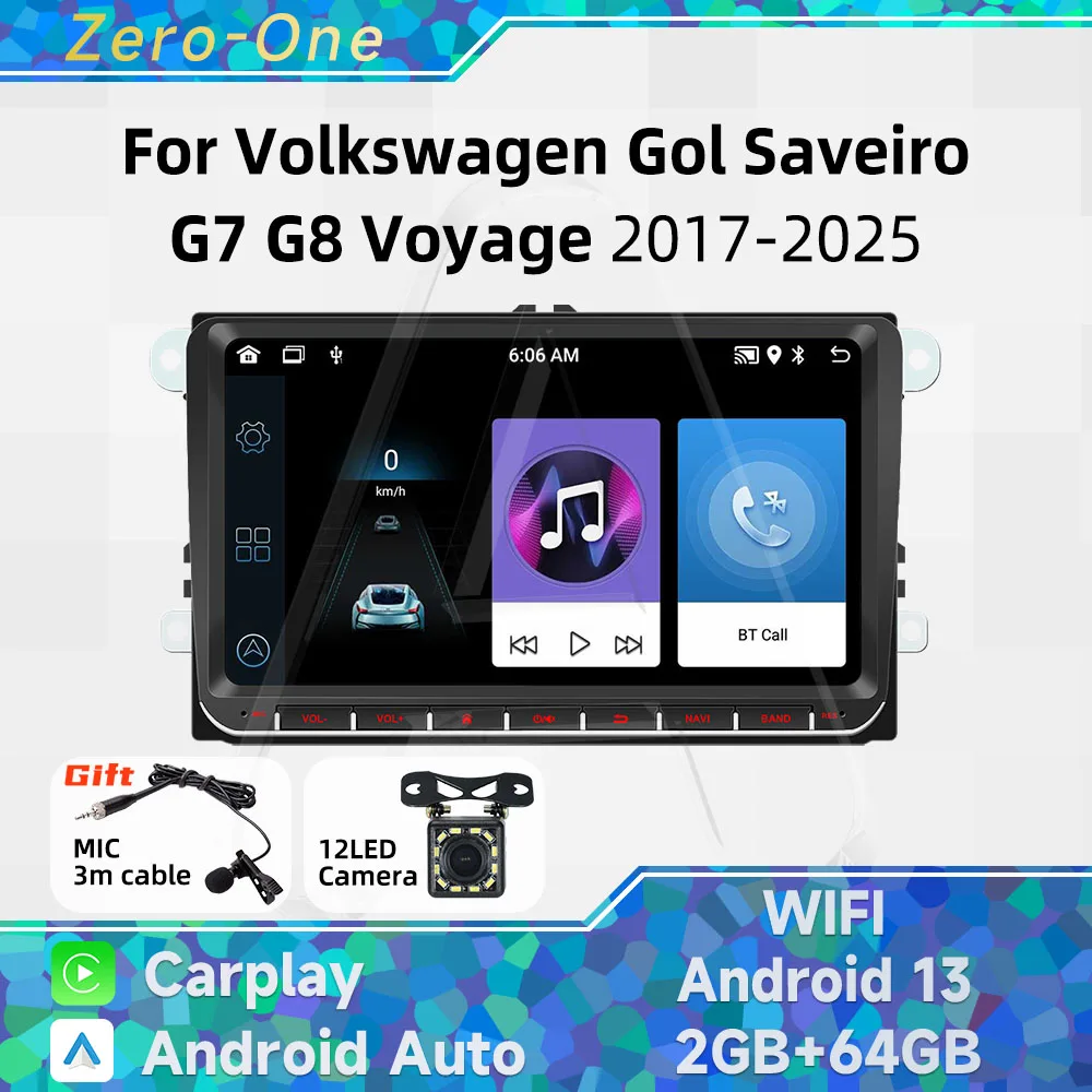 Carplay Android Car Multimedia 2 Din Radio for VW Volkswagen Gol Saveiro G7 G8 Voyage 2017-2025 9