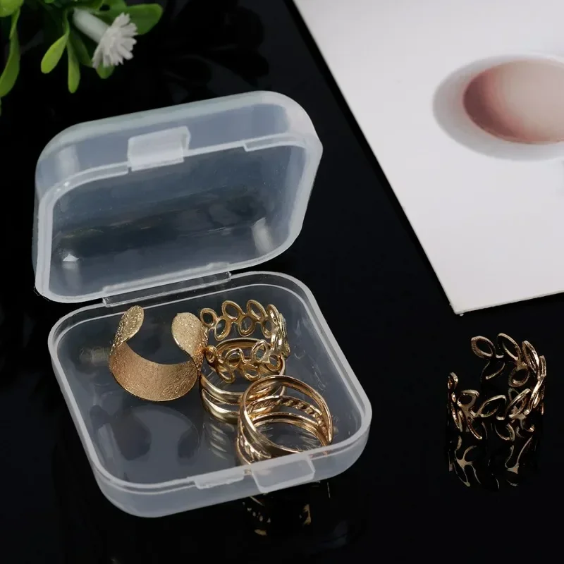 5-120Pcs Square Jewelry Storage Box Mini Plastic Transparent Flip Portable Pill Container Home Earrings Display DIY Case Supply