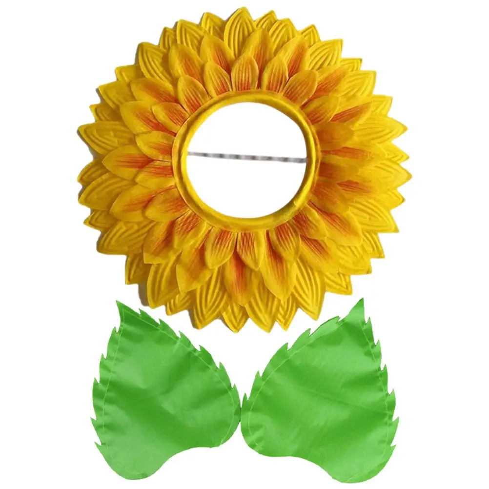 Flower Pot Costume Adult Sunflower Headgear Party Favors Pilot Bowler Hat Silk Cloth