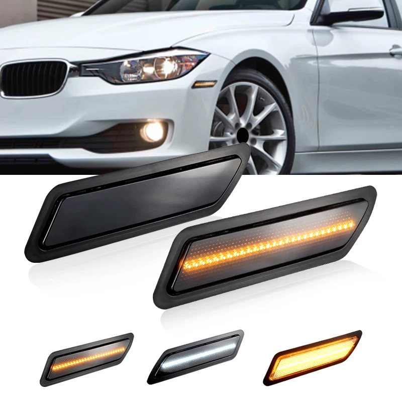 2PCS Clear/Smoked Amber LED Bumper Side Marker Reflector Light For 2012-2015 BMW 320i 328i 335i Car Accessorise