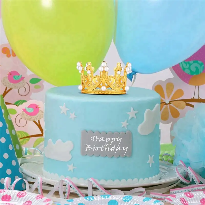 AA10RR 4Pcs Gold Crown Cake Topper Princess Crown Cake Decorations for Birthday, Wedding, Party and Baby Shower Crown