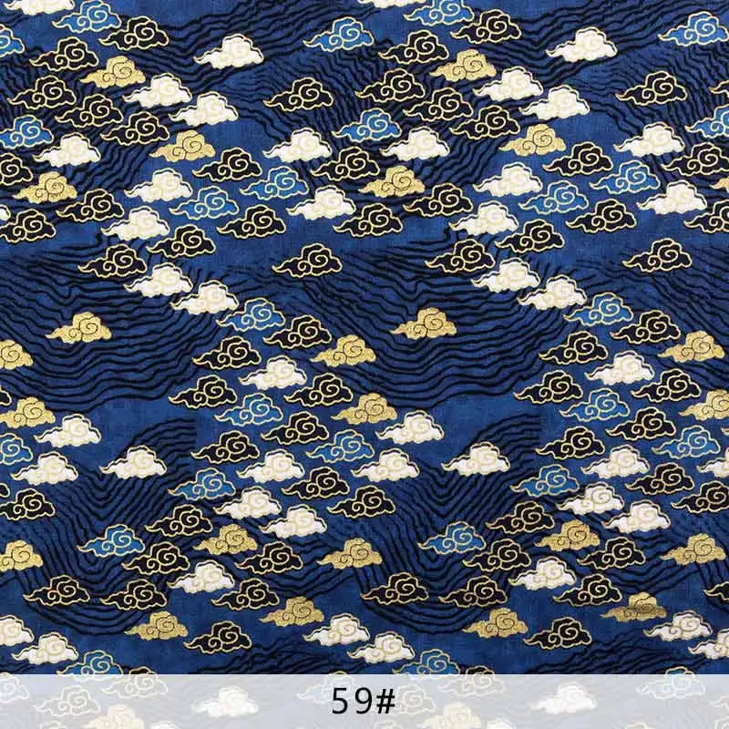 0.5/1/2yard Japanese Style Printed Fabric Auspicious Clouds Colorful Shell Fan Cotton Cloth for Sewing Kimono,Curtain,Tablecloth