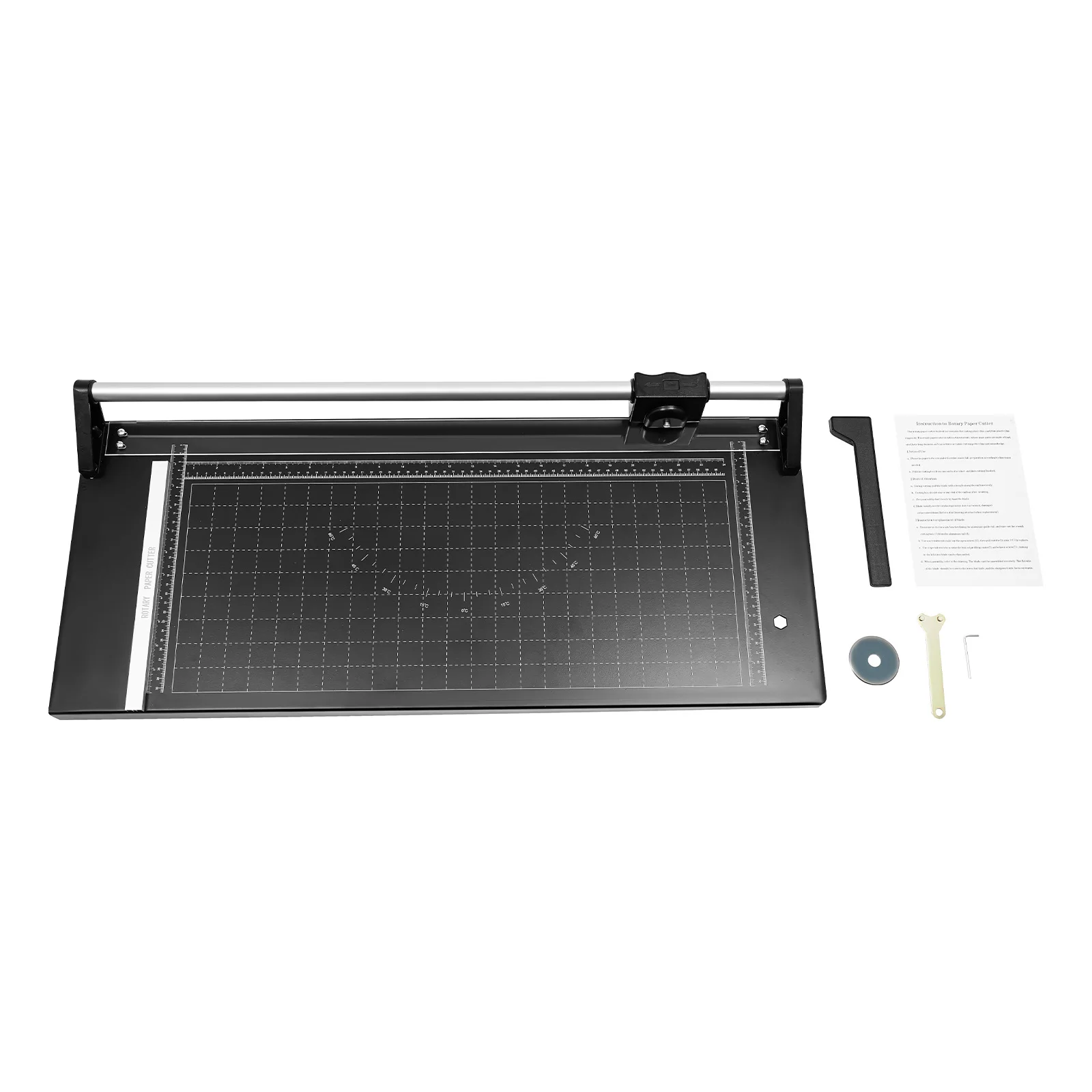 24in Manual Precision Rotary Paper Cutter 0-60° Angle Cutting & 1mm Thickness 31.3x14.2in Worktable for Photo Paper Office Paper