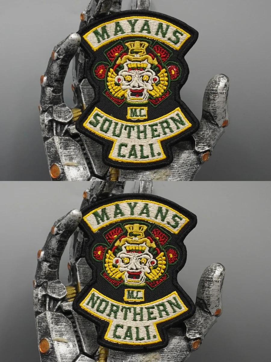 Mayans MC Bestickte Aufnäher, Applikationen zum Aufnähen, Punk-Biker-Band-Rock-Kleidungsetiketten, Klettverschluss oder zum Aufbügeln, anpassbar – Detail 1