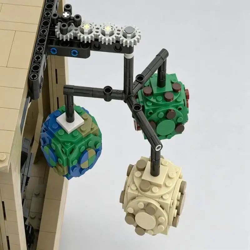 817PCS Beige Frame Game Controller Floating Planet Display Diorama Blocks MOC Model DIY Ornament Educational Toy Birthday Gift