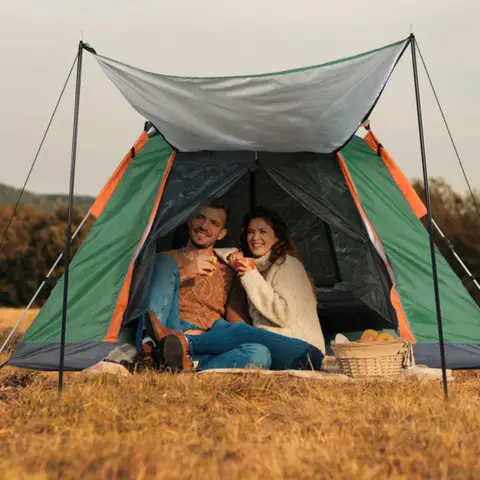 Tenda impermeabile pieghevole da campeggio per 4-5 persone, 2 zanzariere per escursionismo, alpinismo, pesca avventurosa con finestra e