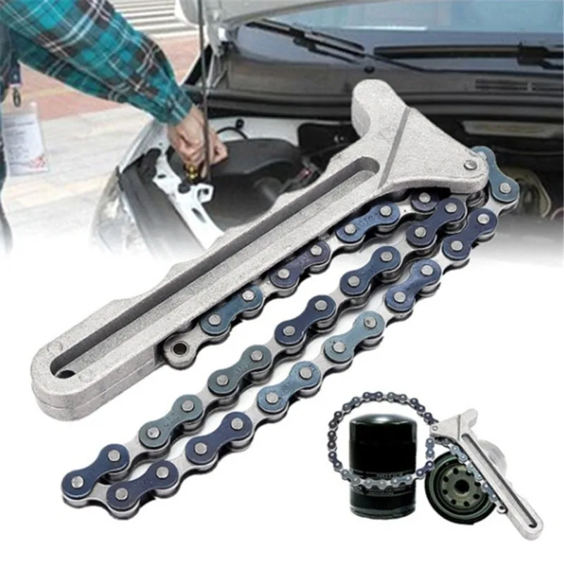 Clé à chaîne réglable pour filtre à huile de voiture et moto, outil de démontage universel pour moteur, outils manuels durables