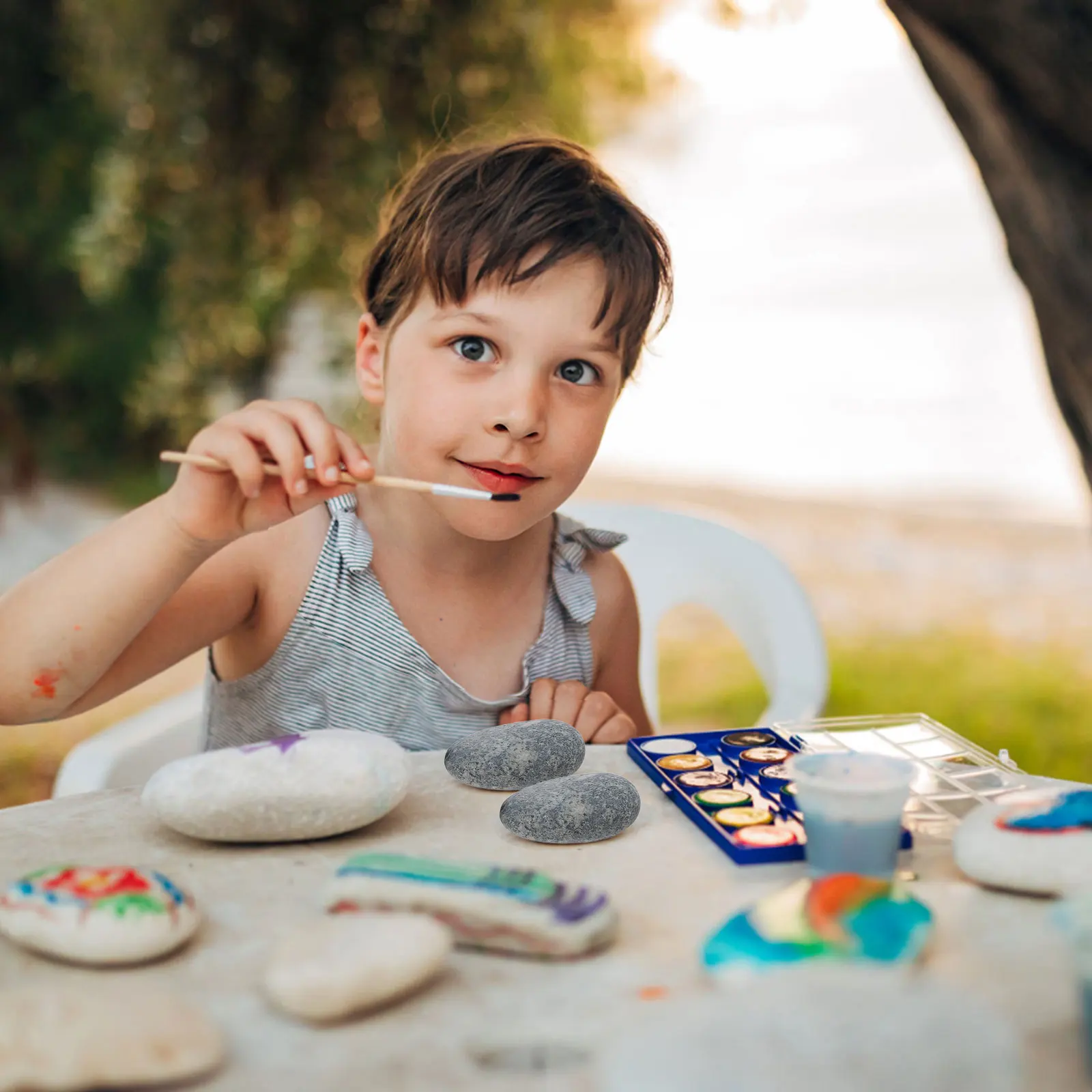 10 قطعة الصخور المرسومة يدويًا الأحجار الناعمة للرسم مشاريع فنية ذاتية الصنع رسم الأحجار المطلية النشاط الحرفي حديقة فن الديكور