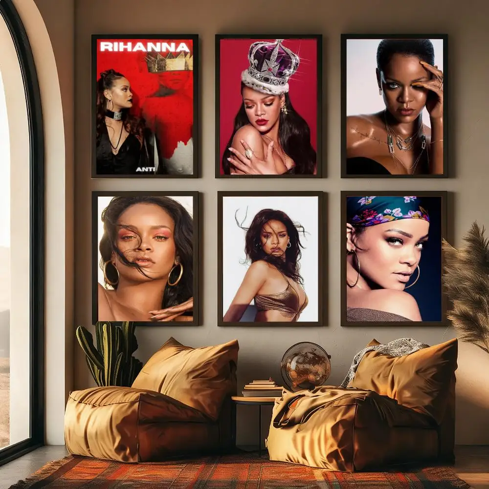 Pop Singer R-Rihanna Painting Calligraphy Canvas Poster Hallway Bedroom Living Room Home bar Decoration interior Wall
