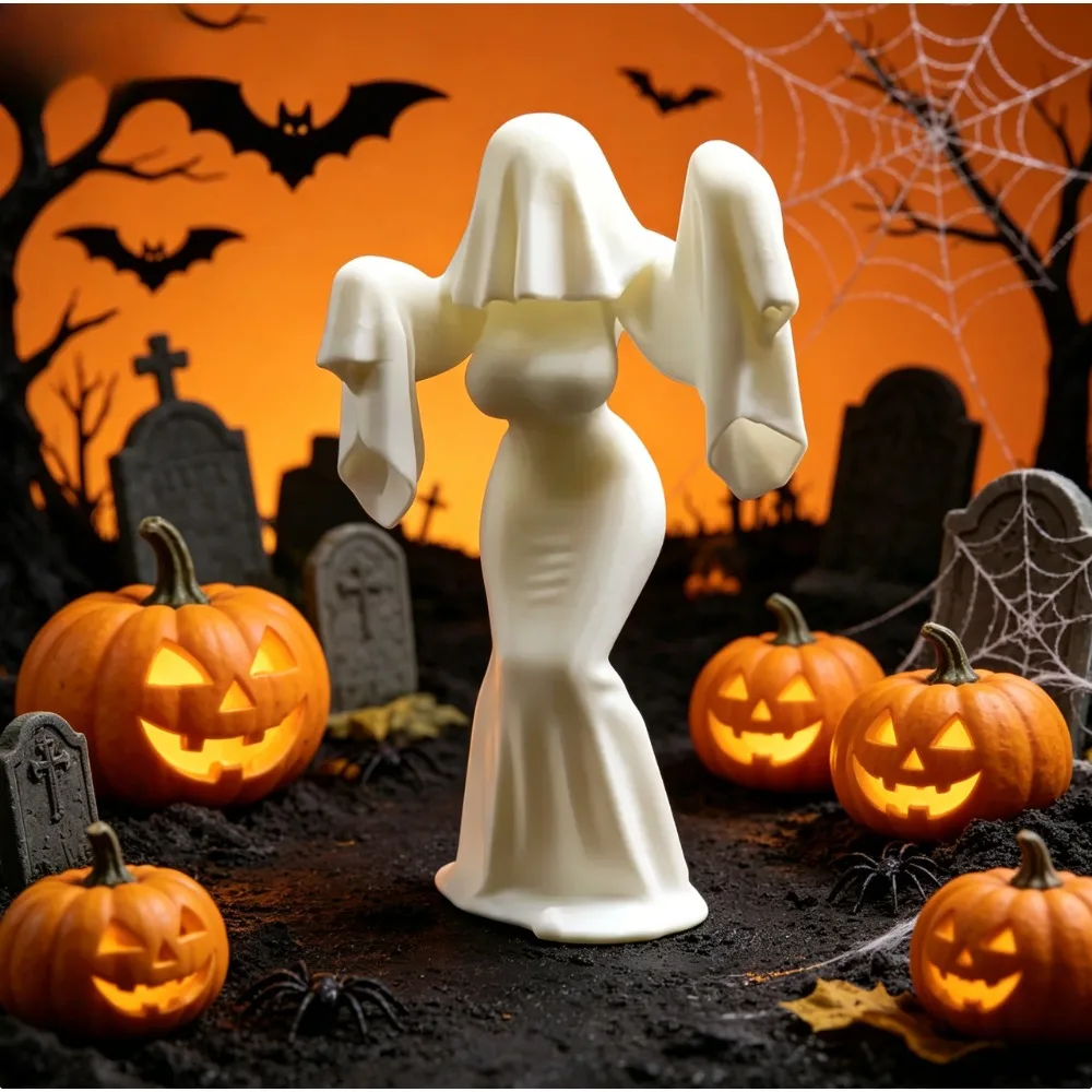 3D Printed Female Ghost Figurine Spooky Creative Ornament Unique Art Decor Personalized Home Space Decoration Craft Gift
